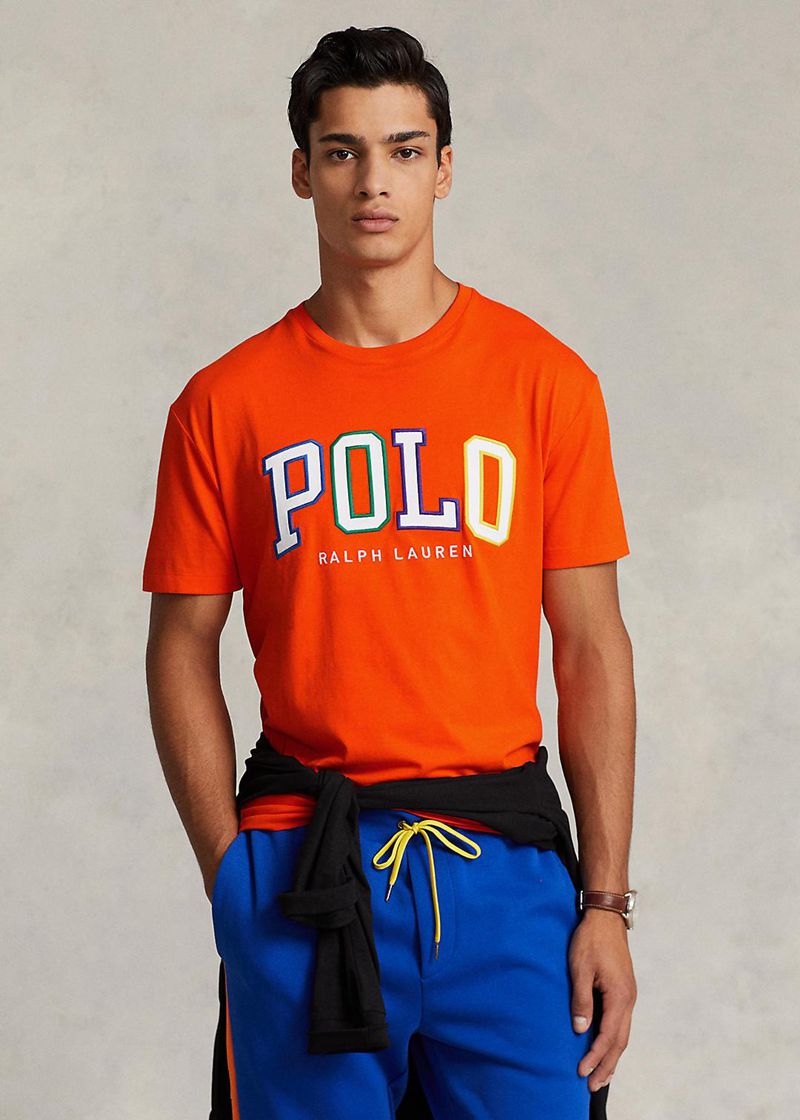 Camiseta Polo Ralph Lauren Hombre Classic Fit Logo Jersey Chile Naranjas OLNQP-2859